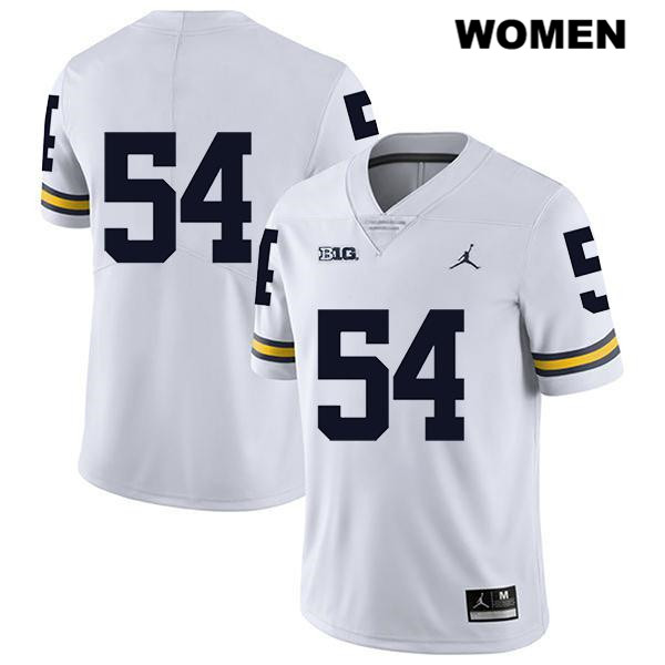 Women's NCAA Michigan Wolverines Kraig Correll #54 No Name White Jordan Brand Authentic Stitched Legend Football College Jersey SP25A06UO